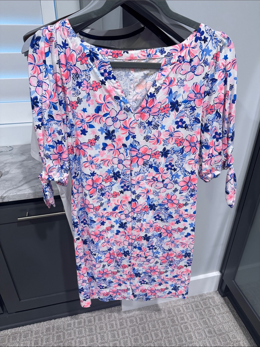 Lilly Pulitzer Pink & Blue Floral Midi Dress